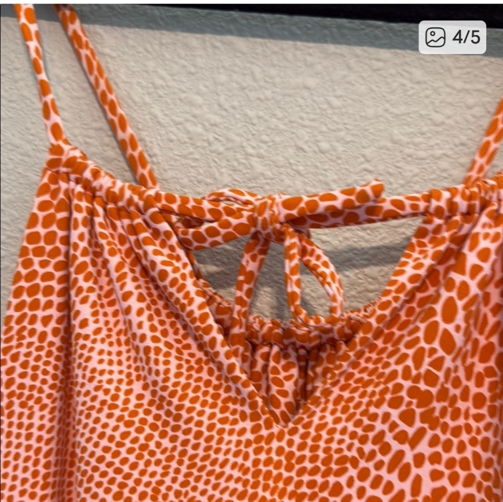 J Mclaughlin Orange Print Shelf Bra Halter Dress XL - Picture 5 of 7
